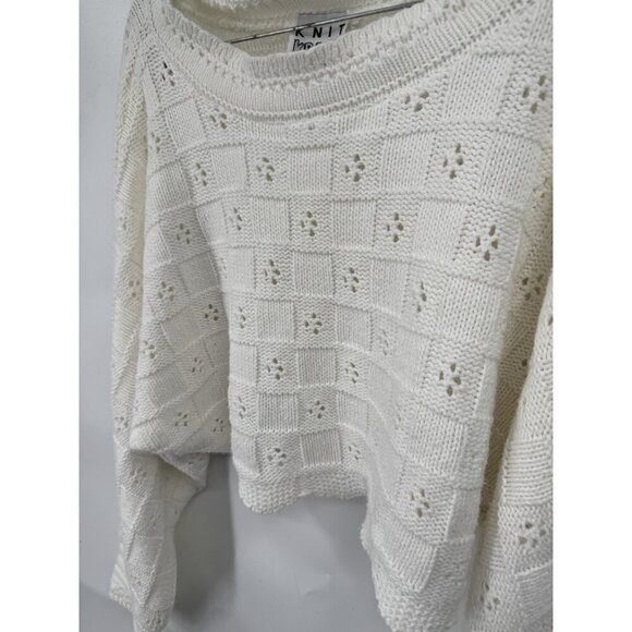 Knit Craze Coquette Ethereal Whimsical Cropped Sweater Women Small Ivory Fairy - Picture 8 of 9